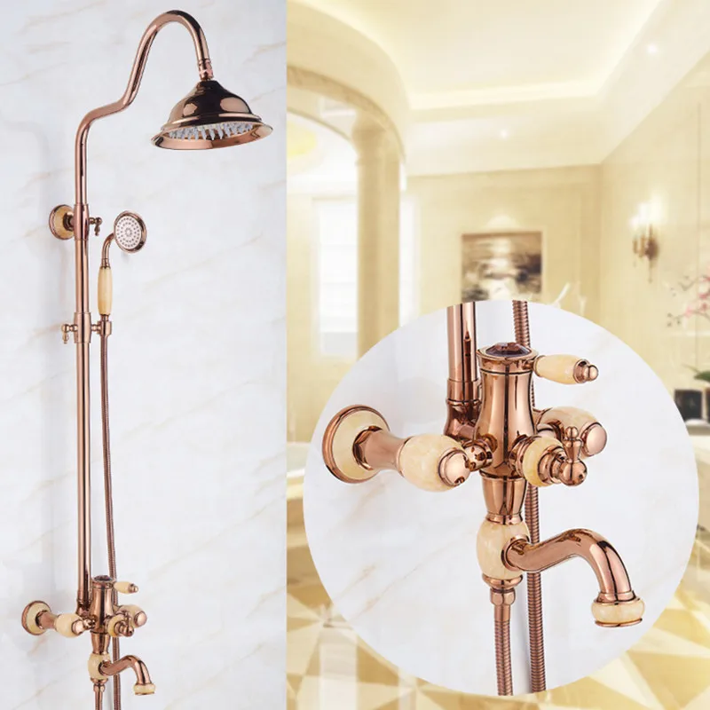 European luxury rose gold bath shower set with quality brass shower