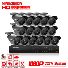 NINIVISION 16CH CCTV System 1080P AHD CCTV DVR System HD 16PCS CCTV Cameras 2.0MP Megapixels Enhanced IR Security Camera 2TB HDD