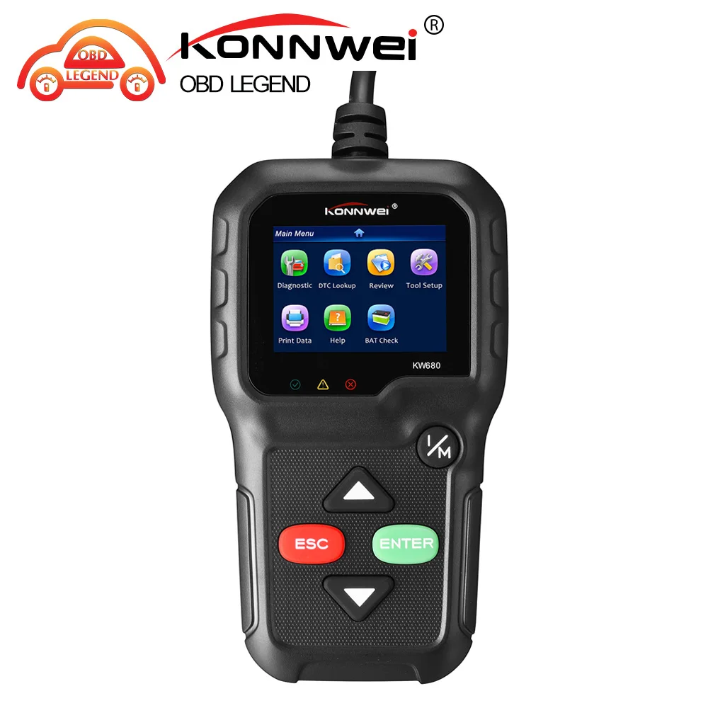 konnwei kw680 полный OBD2 Функция код читателя на нескольких языках OBD 2 автоматический сканер инструмент диагностики тестер Русский Португальский