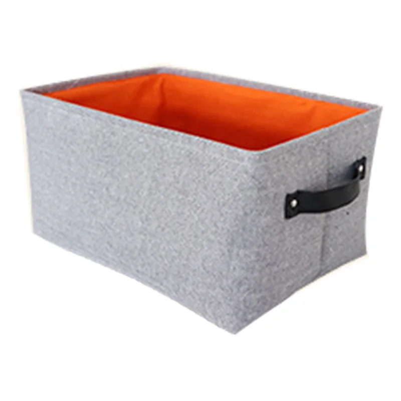 LUDA Grey Felt Storage Basket Bedroom Closet Clothing Toy Storage Bin with Handle Foldable Laundry Basket Dirty Clothes Hamper - Цвет: small