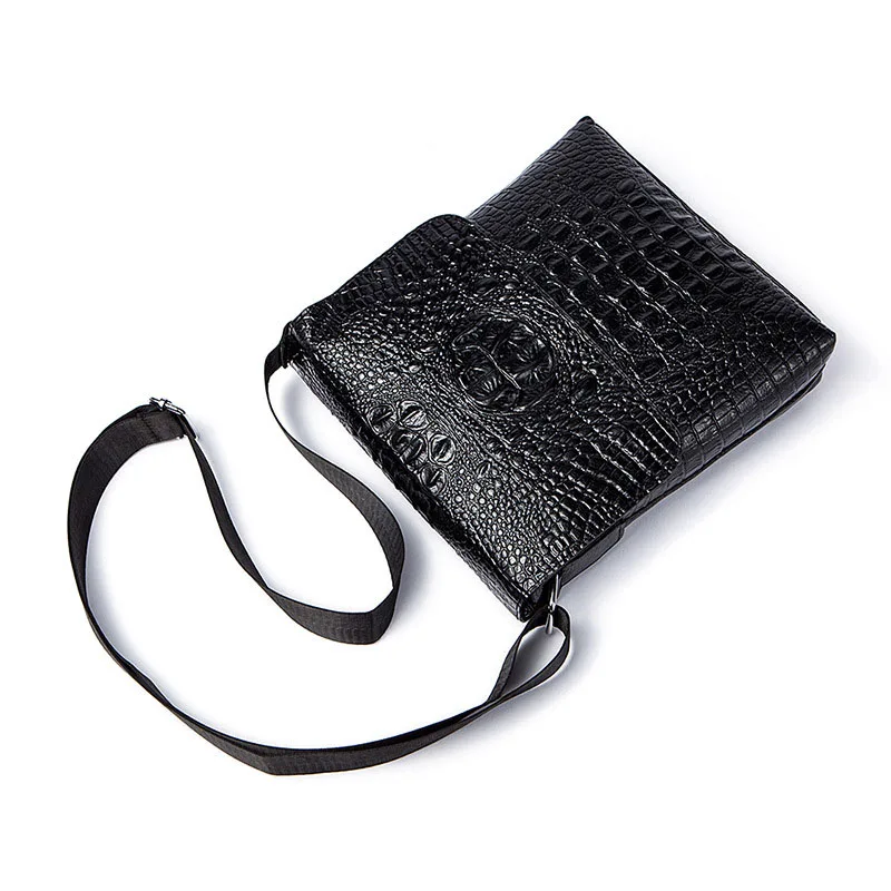 Luxury brand Genuine Leather Leather men messenger bags stereo embossed crocodile pattern vertical business men Shoulder Bags