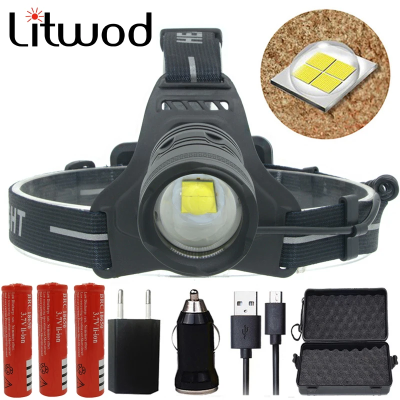Kopen LitwodZ20 2808 32 w chip XHP70.2 high power Koplamp Led koplamp 42920lum krachtige hoofd lamp zaklamp zoom Head light lantaarn