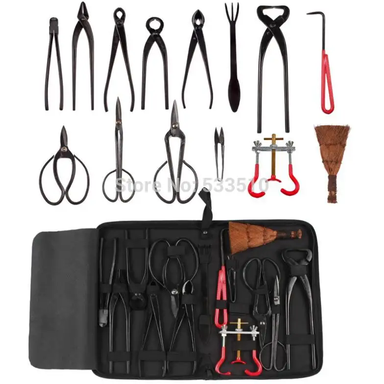 

Brand newbonsai tools set multi-function bonsai kit 14-piece set Carbon Steel Shear Set and Tool Kit Greatest Bonsai