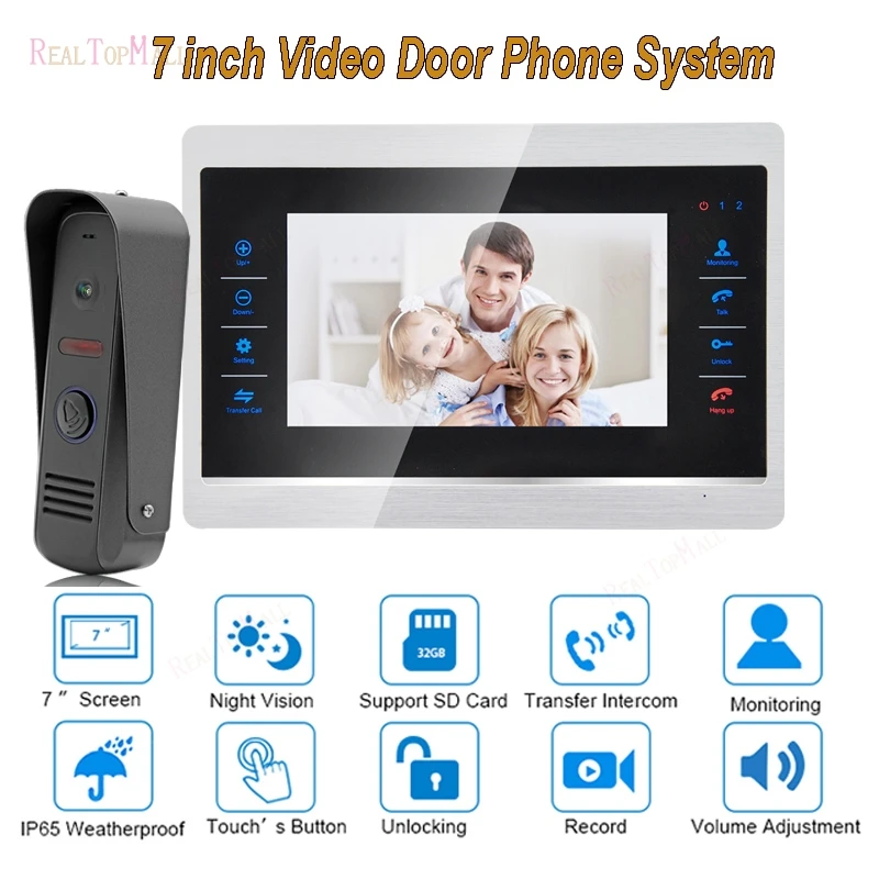 7 Inch Video Door Phone Monitor Intercom System Kit Night Vision 1200 TVL Doorbell Camera Recording SD Card Support 7 Inch Video Door Phone Monitor Intercom System Kit Night Vision 1200 TVL Doorbell Camera Recording SD Card Support