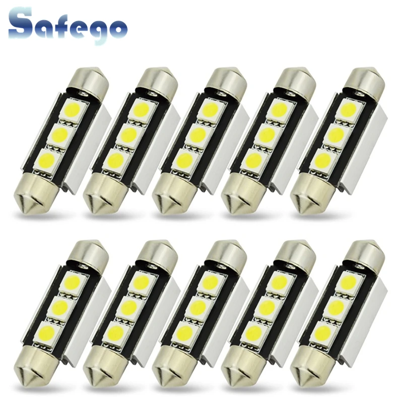 

10pcs Festoon Error Free 3smd 5050 36mm 39mm 42mm 12V Canbus C5W For car external lights Dome light License Plate Light Bulb