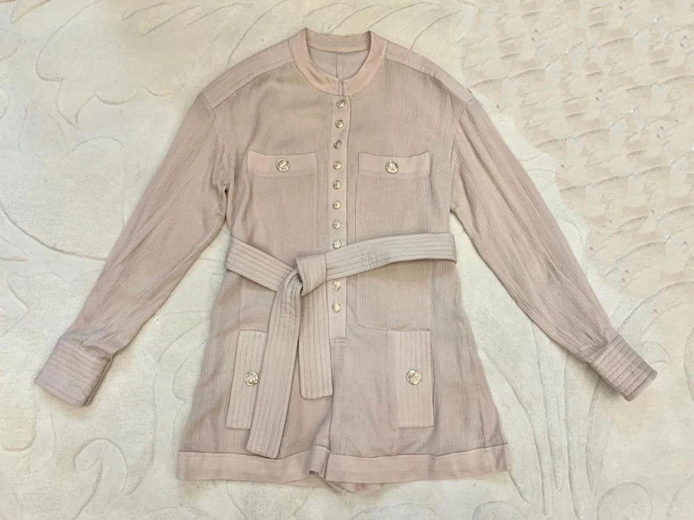 

2019 ladies fashion loose casual tie with solid color shorts 0701