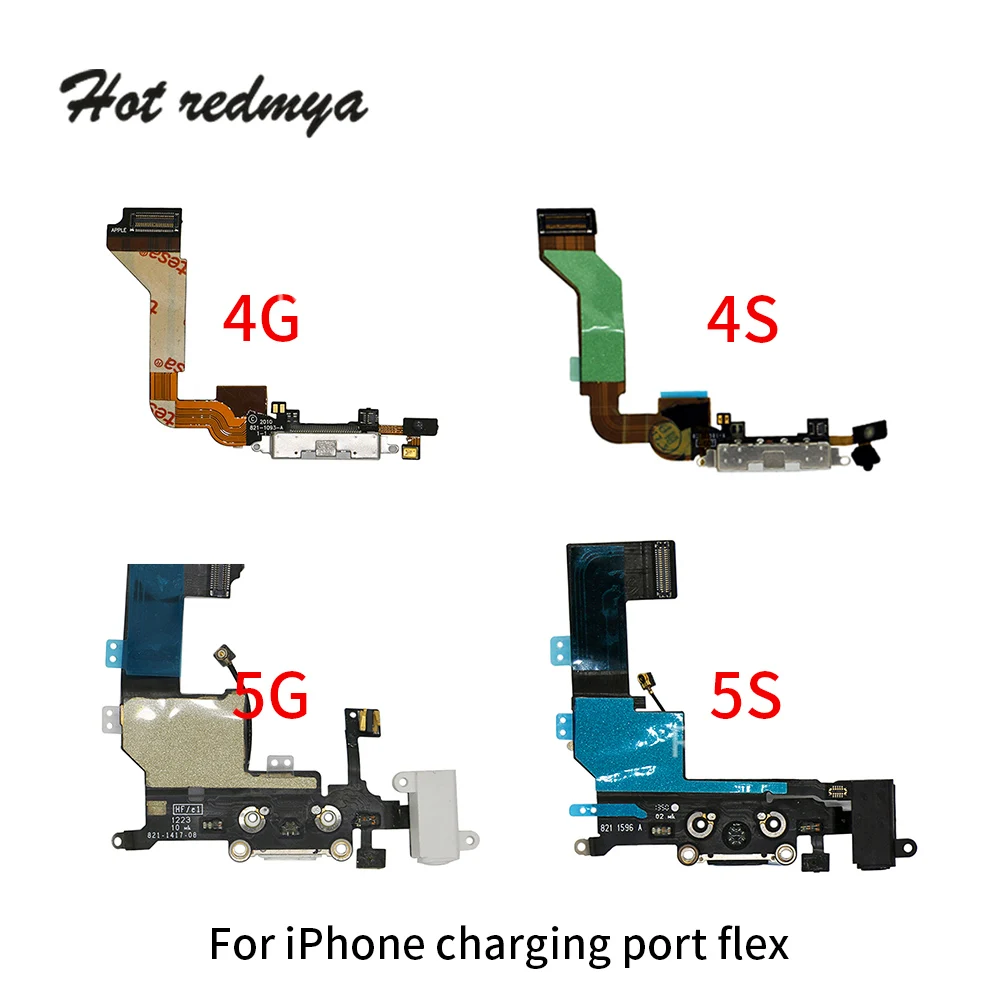 

charging port USB Dock Connector replacement For iPhone 4 4S 5 5C 5s 5se USB Charger Port Dock microphone Mic Flex Cable