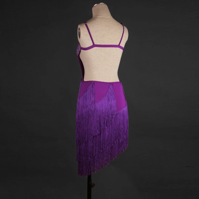 Латинский платье для танцев для девочек; Новинка Сексуальные Латинской платье для танцев es Для женщин Фиолетовый Бальные/Танго/бахрома
