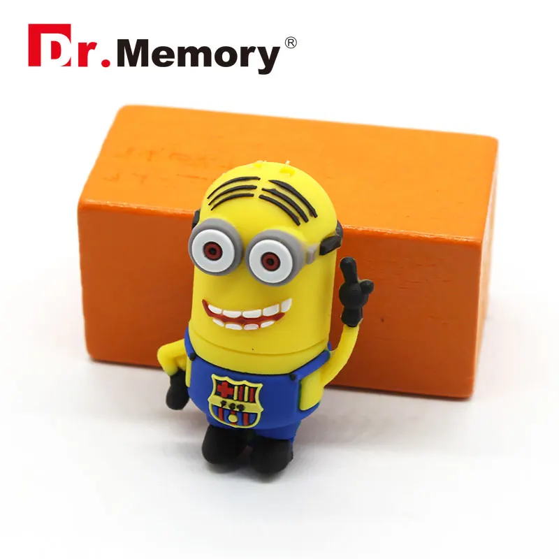 Dr. Memory милый USB флеш-накопитель желтый Миньоны с рубашкой Флешка USB флешка силиконовая вилка 4 ГБ 8 ГБ 16 ГБ 32 ГБ 64 ГБ флэш-диск - Цвет: Синий