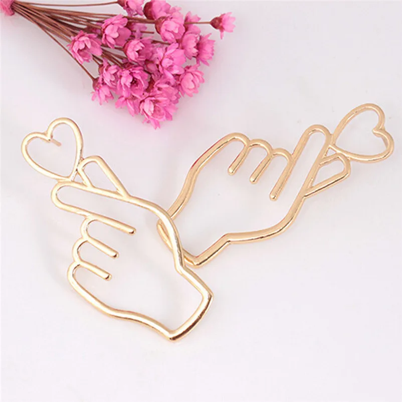Fashion Trendy Earrings for women Dangle earrings Finger Heart Alloy Earrings Hollowed Out Love Ear Jewelry Brincos Y10#N (8)