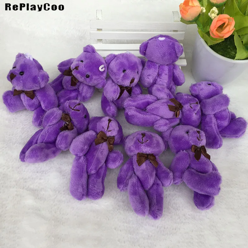 

100PCS/LOT Mini Joint Ted Bear Plush Toy Stuffed Animal 8cm Teddy Bears Stuffed Plush Pendant Kids Toys Wedding Gifts HMR044