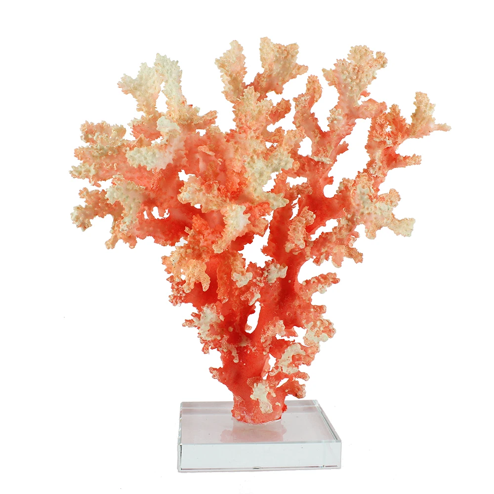 

Decorative Coral Sculpture with Crystal Base,Glow in The Dark, Resin coral art ornaments Art Table Home Office Décor Accent