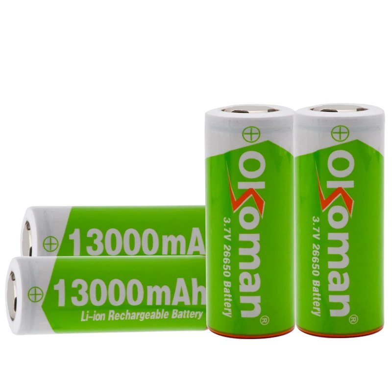 Okoman 3,7 V 26650 аккумулятор 13000mAh литий-ионная аккумуляторная батарея для Светодиодный фонарь, литий-ионный аккумулятор