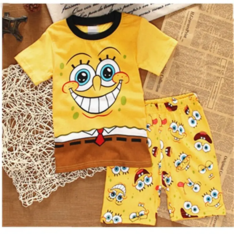 NEW Children Pajamas Set Cartoon Cotton Pants Short-sleeve Kid`s Clothing Casual Nightwear Anime Home Wear Baby Clothes - Цвет: color at picture