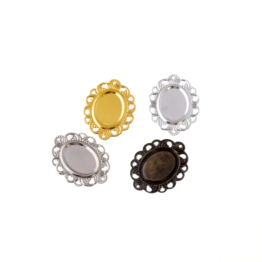 Free shipping Retail 30Pcs Filigree Cabochon Setting Wraps Connectors Crafts Decoration DIY Embellishments 32x24mm