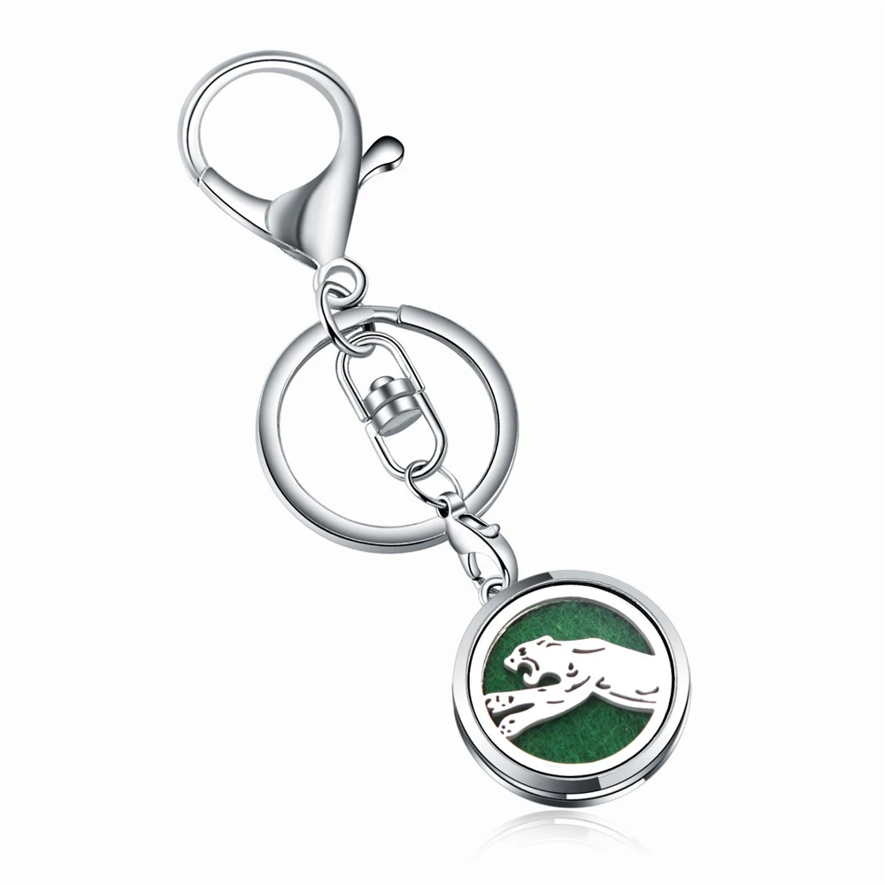 

Cheetah Open Aroma Keychain Stainless Steel Locket Keyring Perfume Aromatherapy Essential Oil Diffuser Box Car Keychain Jewelry