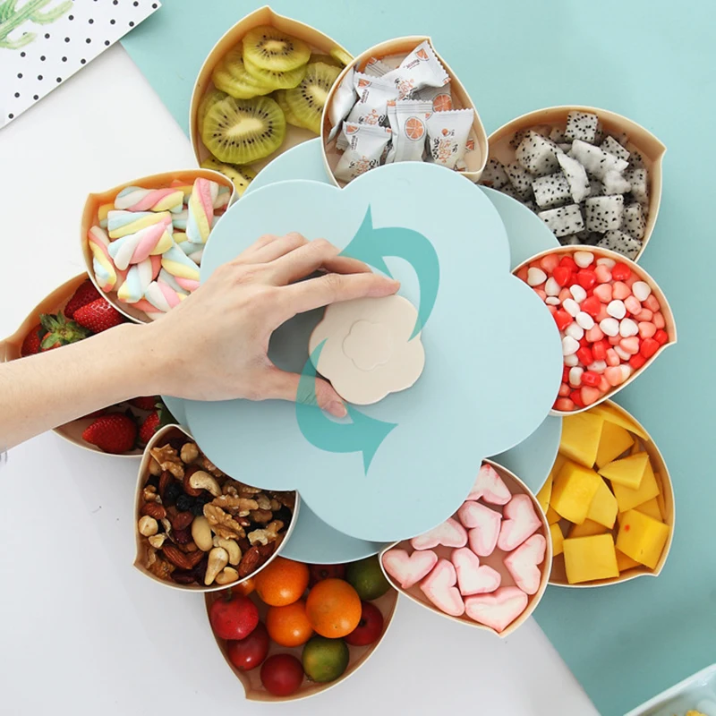 

Hoomall Creative Plastic Rotating Fruit Box Flower Candy Box Blossom Snack Bowl With Mobile Phone Holder Dried Fruit Box