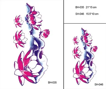 

Large Body Art Arm Sleeves Temporary Tattoo Sticker Red Lotus Arm Art Tattoo Male Half Totem Fake Tatoo for Men Women BH-035