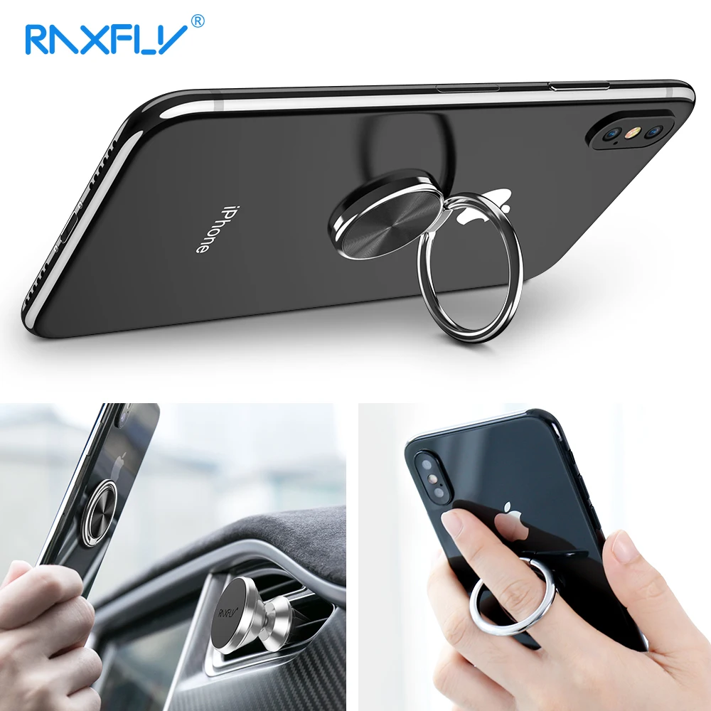 RAXFLY Phone Ring Holder For iPhone X 8 Plus 360 Rotation Metal Finger Ring Holder For Samsung Note9 S9 Plus Magnetic Car Holder