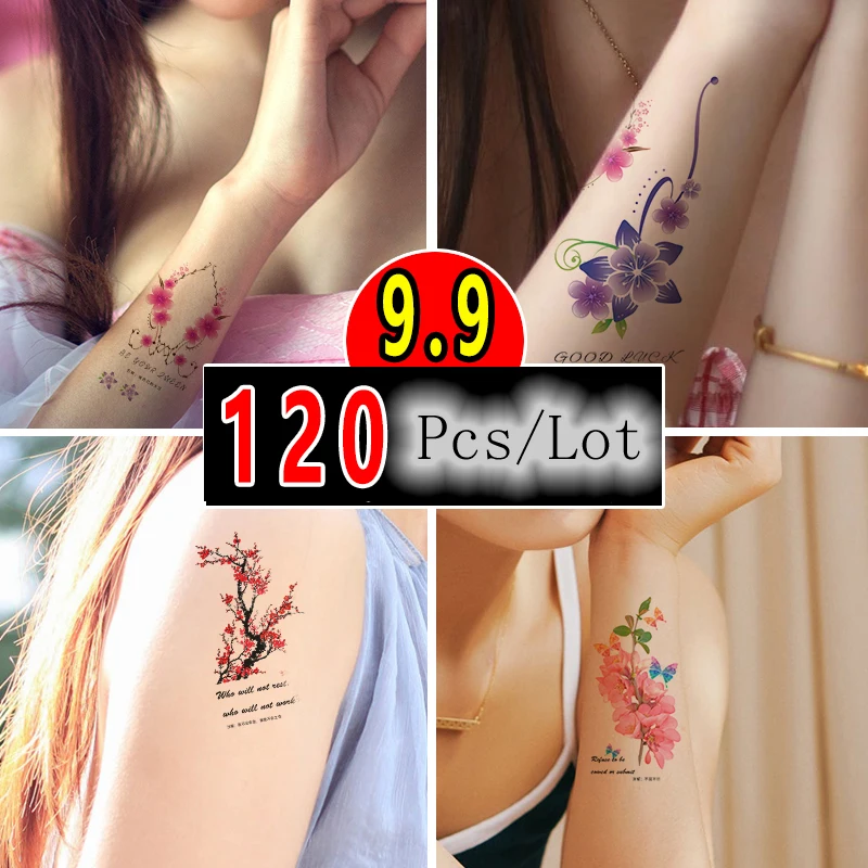 

120 pieces / Lot different style waterproof temporary tattoo fake flash tattoo tatoo henna stickers Taty tatto SH120