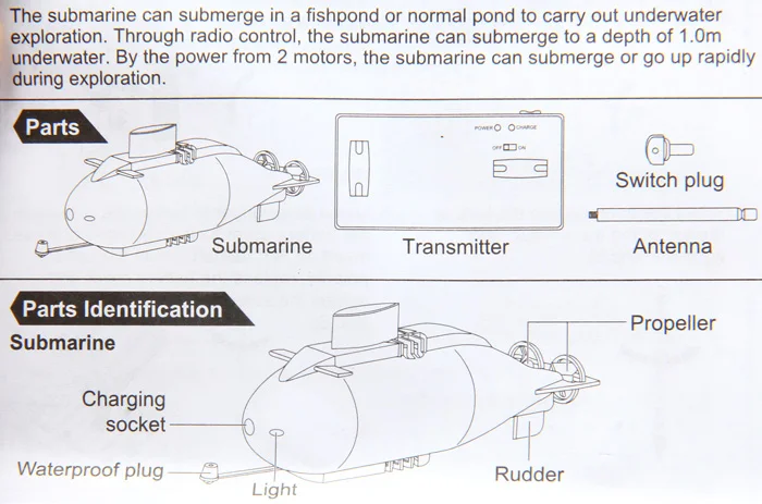 777-216 Беспроводной 40 мГц удаленного Управление мини подводная лодка Pigboat модель игрушки