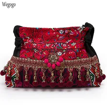 Оригинальная женская сумка, национальная, тайская, индийская, Цветочная, вышитая, бохо, холщовая, на плечо, сумка-мессенджер, винтажная, с кисточками, для путешествий