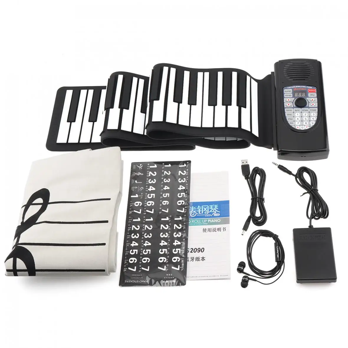  88 teclas USB MIDI enrollar Piano recargable electrónico Piano teclado de silicona flexible órgano 