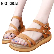 Verano de Las Mujeres Sandalias 2017 de Bohemia de la Manera de Las Mujeres Zapatos de La Flor Sandalias Femininas Casual Thong Pisos de plataforma Zapatos de Las Mujeres 6668 W