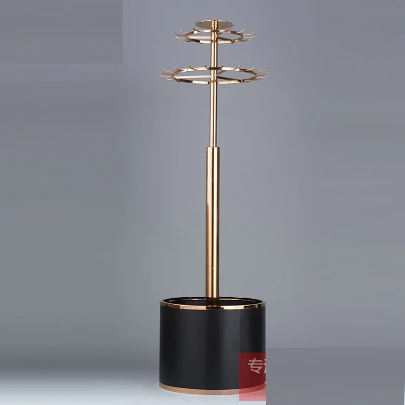 

High-grade rose gold display props Double-layer rotating belt display stand