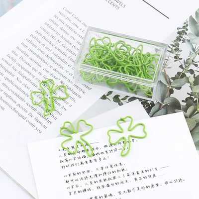 

30 Clips Cute Binder Clips CLOVER Shaped Paper Clips Decorative Metal Clip For Office Paper Organizer