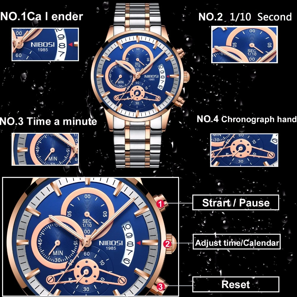  NIBOSI Gold Watch Men Relogio Masculino Top Luxury Brand Military Sport Quartz Clock Male Automatic