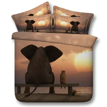 

Elephant back Digital print Bedding Set Quilt Cover Design Bed Set Bohemian a Mini Van Bedclothes 3pcs JF146