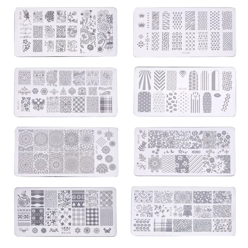 

12*6cm J08-J015 Series Nail Stamping Plates DIY Image Plastic Nail Art Manicure Templates Salon Beauty Polish Print Tools