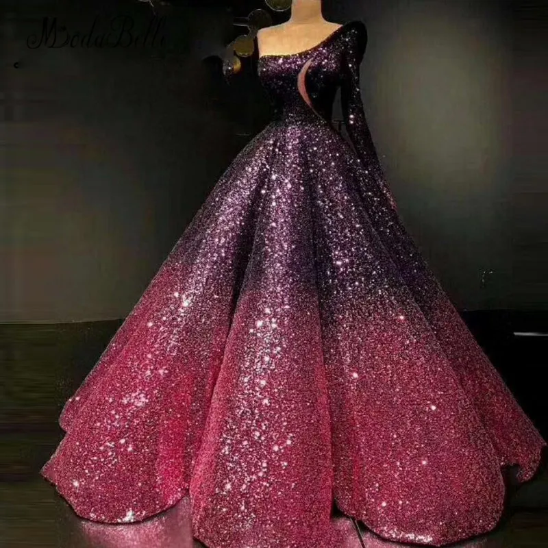 

modabelle Bling Saudi Arabic Sequin Long Evening Dress Sparkly Dubai Vestidos Longo Formais 2018 Prom Party Luxury Ball Gown
