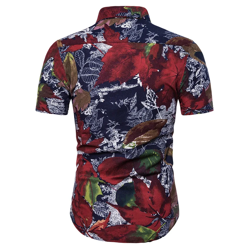 Мужская Летняя модная пляжная гавайская рубашка, брендовая приталенная рубашка с коротким рукавом и цветочным принтом, повседневная праздничная одежда, Camisa M-5XL