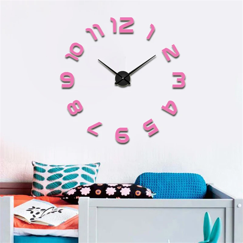 重复2018wedding Decoration Wall Clock Watch 3D DIY Acrylic Mirror Wall Stickers Decor Living Room Quartz Needle