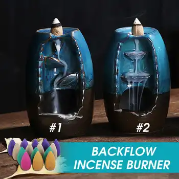 

Meigar Traditional Ceramic Mountain Waterfall Smoke Backflow Incense Burner Cones Holder Handicraft Mother's Gift Home Decor