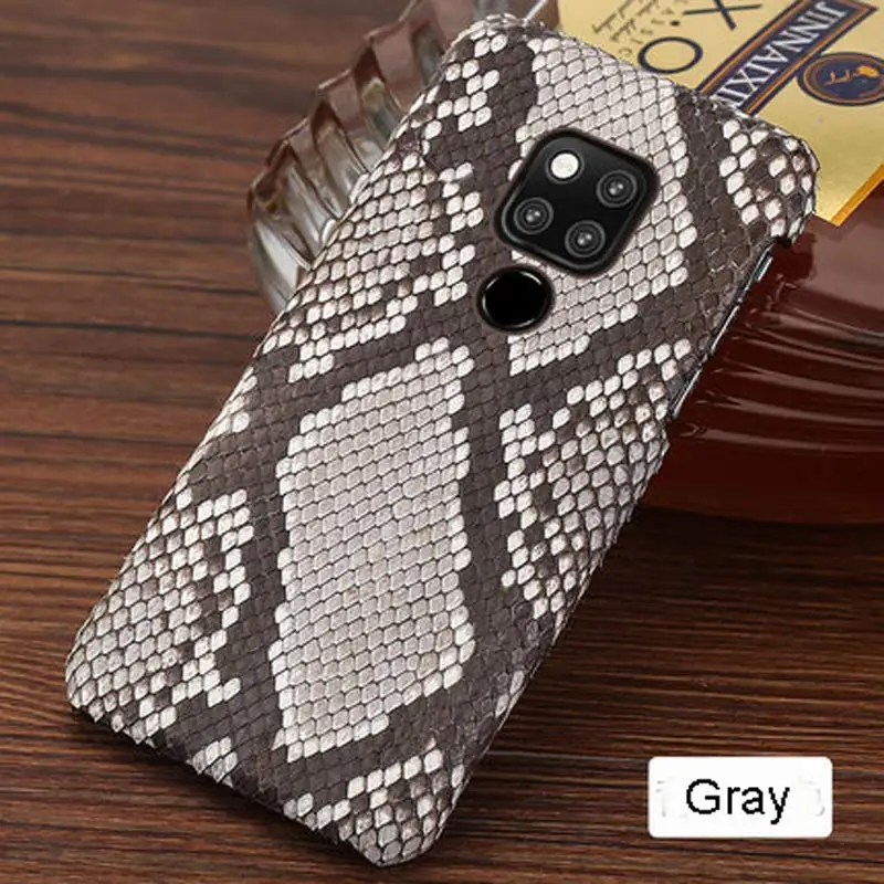 Для huawei mate 20 чехол из натуральной кожи питона змеиной кожи чехол для huawei mate 20RS чехлы из натуральной кожи задняя крышка - Цвет: Серый