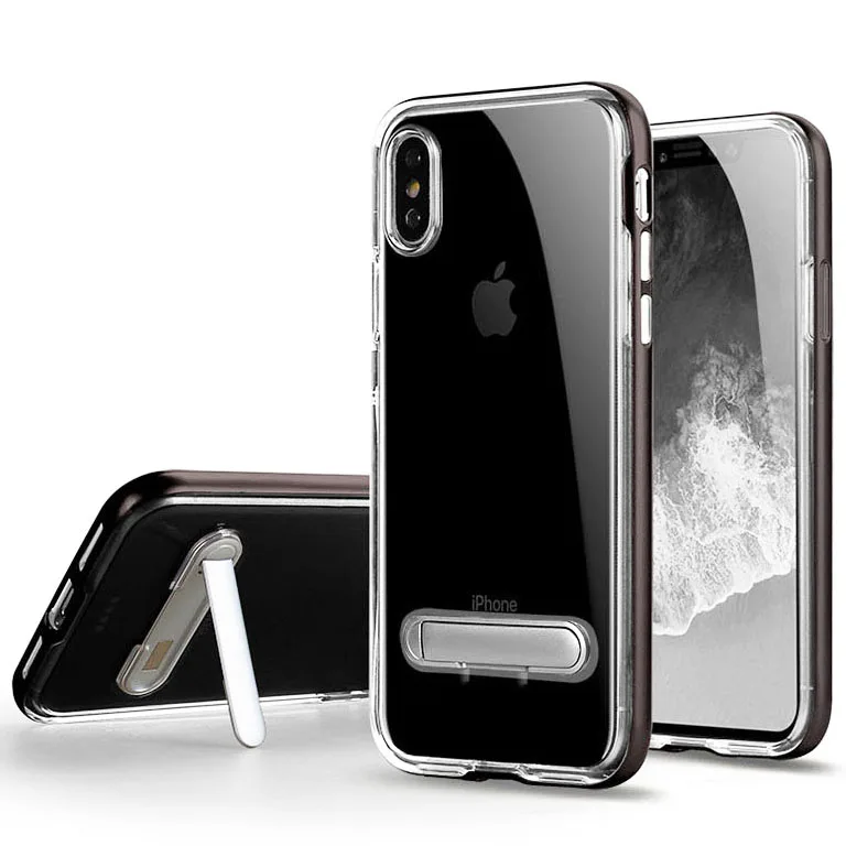 Для IPhone X XS Max XR 8 7 6 Plus 5S SE чехол Neo Hybrid ultra Тонкий прозрачный TPU+ PC чехол-подставка чехол для IPhone 8 IPX03 - Цвет: Bronze Gray