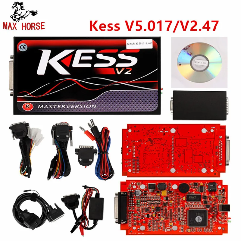 Онлайн V2.47 ЕС красный Kess V5.017 OBD2 менеджер Тюнинг Комплект KTAG V7.020 4 светодиодный V2 5