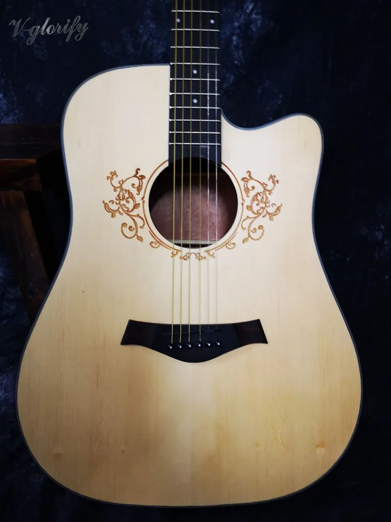 

flower sound hole 41inch acoustic guitar
