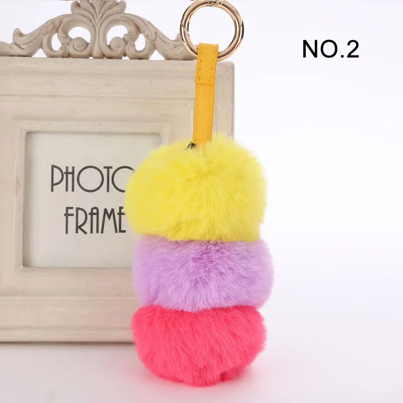 

A Series Three Faux Rabbit Hair Fluffy Pompon Bag KeyChain Rabbit Fur Ball Key Ring Bag Pendant Factory Direct Sale 6C1231