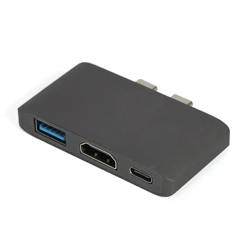 Черный ALLOYSEED аудио-видео кабели адаптер USB C концентратор двойной тип C до 4 к 2 к 1080P HDMI USB 3,0 PD 3 в 1 адаптер для MacBook Pro - Цвет: Черный