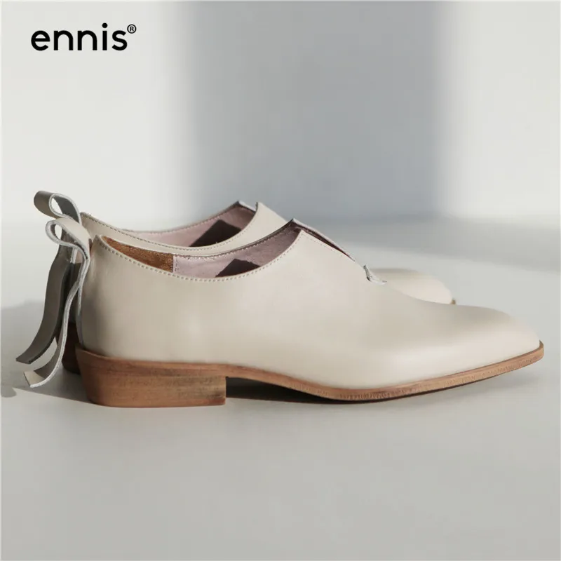 ENNIS/; обувь из натуральной кожи; женская обувь на плоской подошве с v-образным вырезом; модные лоферы в европейском стиле; Кожаные Мокасины с квадратным носком; Бежевая обувь; сезон весна; C842