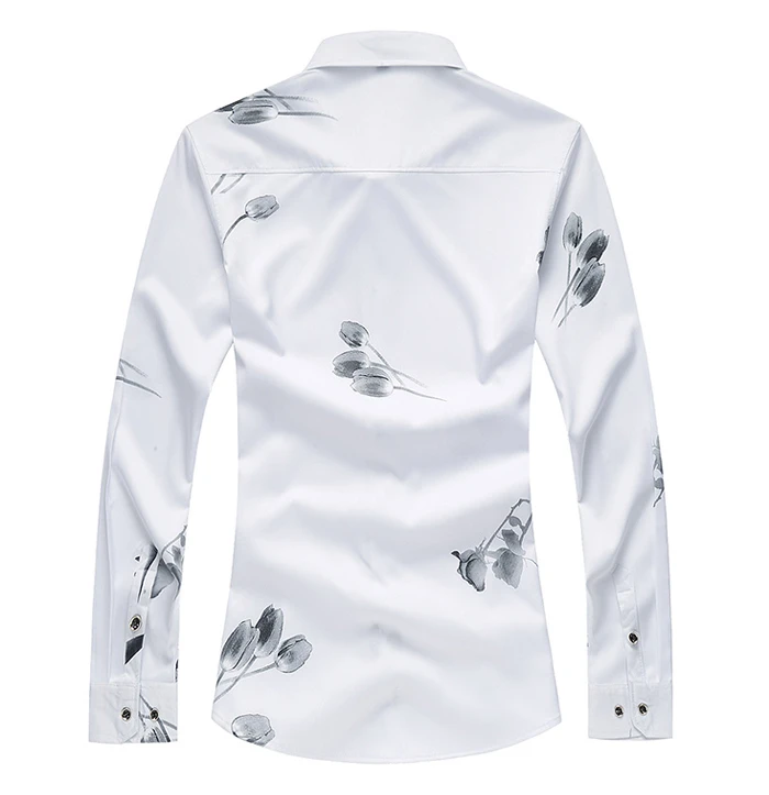 3 Colors Autumn New Men's Casual Shirt Floral Print White Long Sleeve Shirt Male Brand Clothes Plus Size 5XL 6XL 7XL