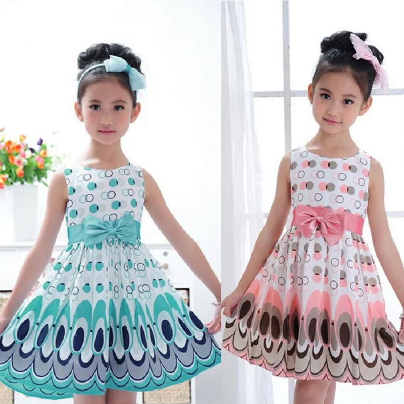 Wholesale Newest Summer Princess Sleeveless Pink Blue Wedding Pageant Banquet Prom Formal Party Kids Dresses For Girls Clothes | Детская