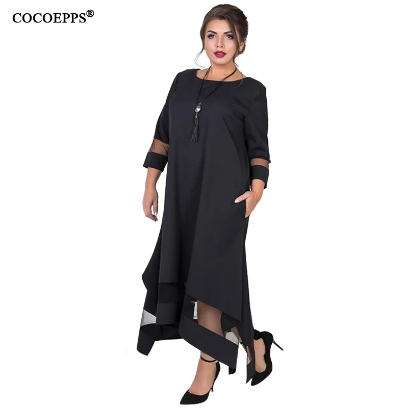 A Line 5xl 6xl Plus Size Winter Dress Mesh Elegant Women Dress Large Size Long Maxi Dress Evening Party Big Size vestidos