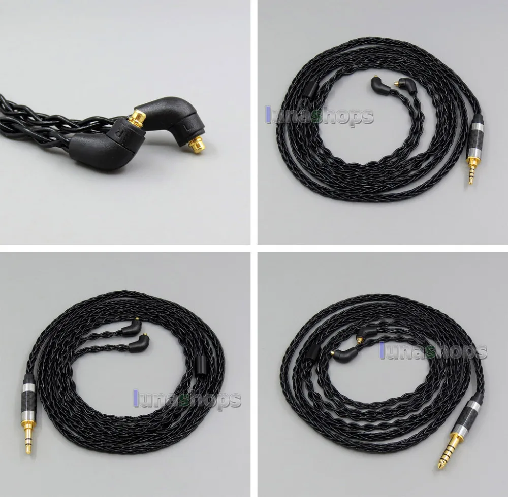 Черный 8 ядро 2,5 мм 3,5 мм 4,4 мм сбалансированный посеребренный кабель для наушников для Etymotic ER4 XR SR ER4SR ER4XR LN006122