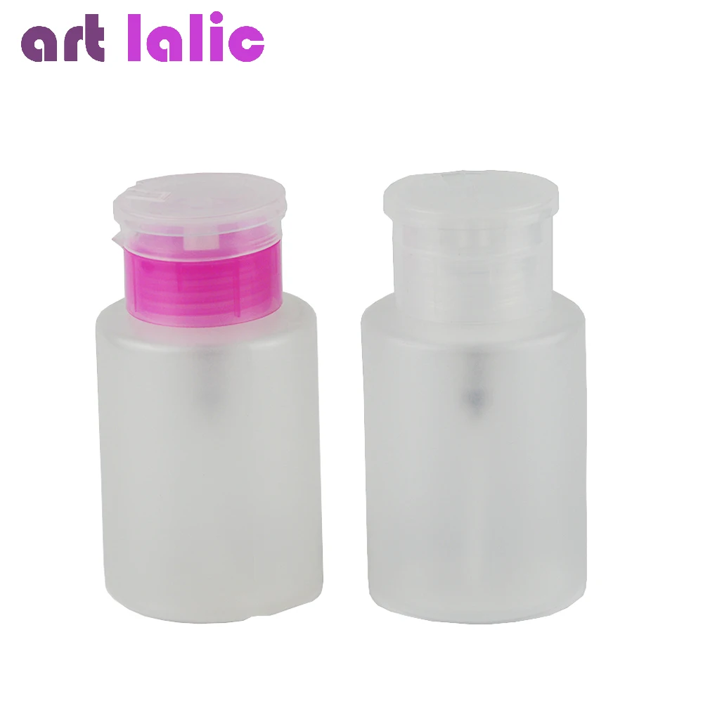 

Artlalic 210ml Empty Pump Dispenser Bottle Acetone Polish Remover Alcohol Liquid Oil Nail Art Beauty Tool Equipment Pink/ Clear