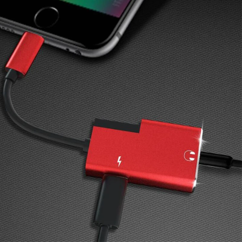 2 в 1 3,5 мм Aux+ зарядное устройство-разветвитель адаптер для iPhone 7 8 Plus X наушники 3,5 аудио разъем зарядный брелок конвертер